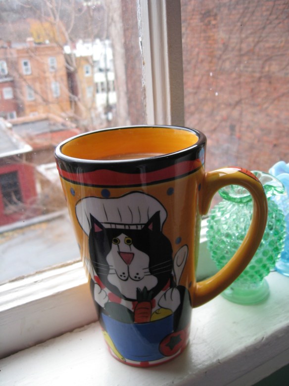 J's crazy-cats keep me company.