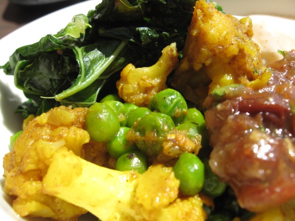 Indian curry cauliflower and peas, here,